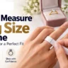 Ring and paper measuring strip showing how to measure ring size at home